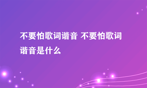 不要怕歌词谐音 不要怕歌词谐音是什么