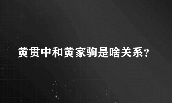 黄贯中和黄家驹是啥关系？