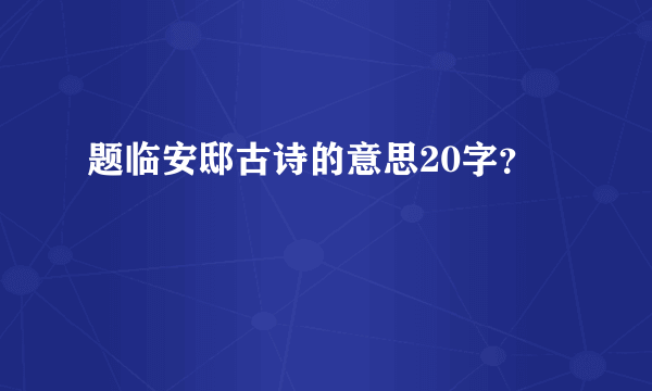 题临安邸古诗的意思20字？