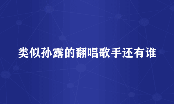 类似孙露的翻唱歌手还有谁