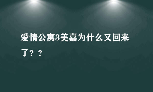 爱情公寓3美嘉为什么又回来了？？