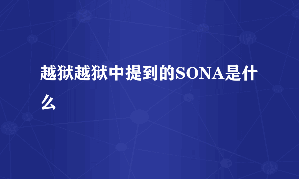 越狱越狱中提到的SONA是什么