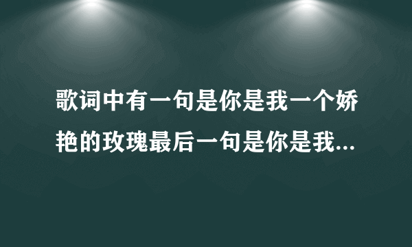 歌词中有一句是你是我一个娇艳的玫瑰最后一句是你是我心中永远的宝贝是什么歌？