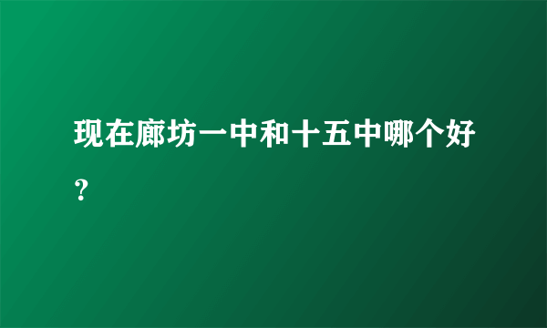 现在廊坊一中和十五中哪个好？