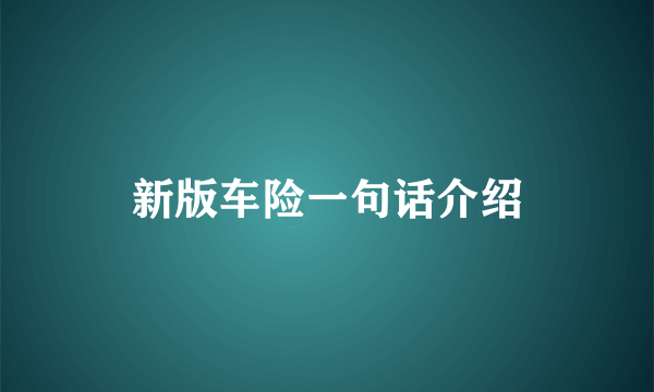 新版车险一句话介绍