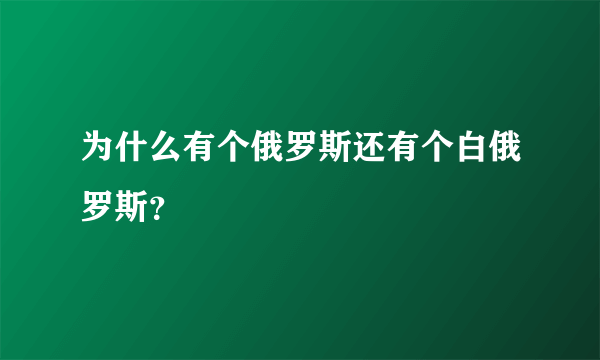 为什么有个俄罗斯还有个白俄罗斯？