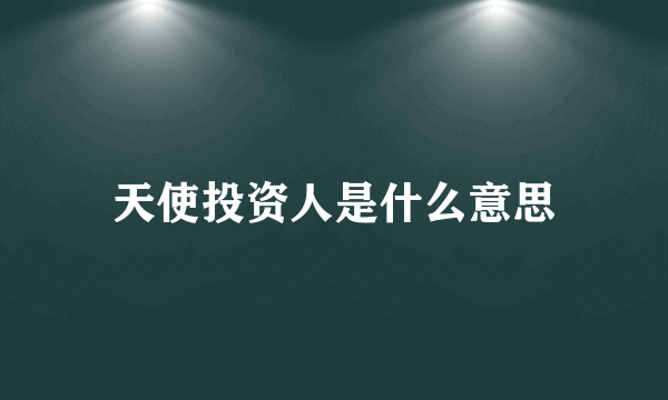 天使投资人是什么意思