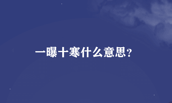 一曝十寒什么意思？