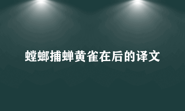 螳螂捕蝉黄雀在后的译文