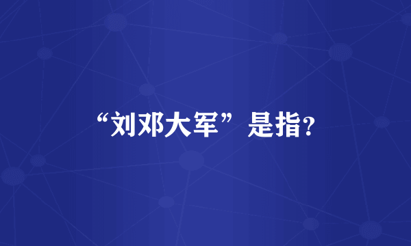 “刘邓大军”是指？