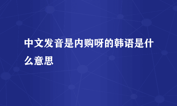 中文发音是内购呀的韩语是什么意思