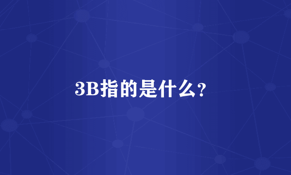 3B指的是什么？