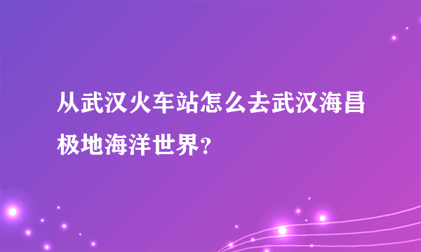 从武汉火车站怎么去武汉海昌极地海洋世界？