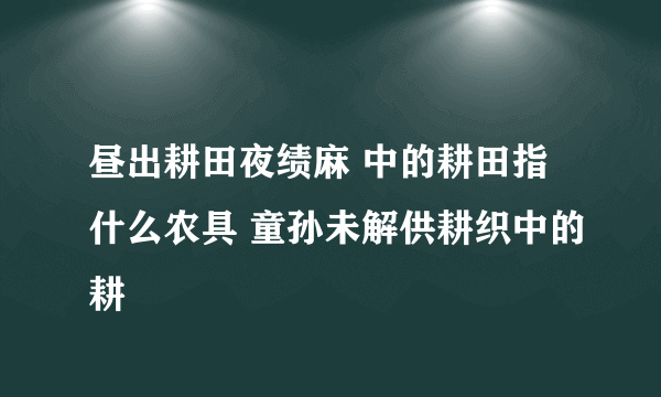 昼出耕田夜绩麻 中的耕田指什么农具 童孙未解供耕织中的耕