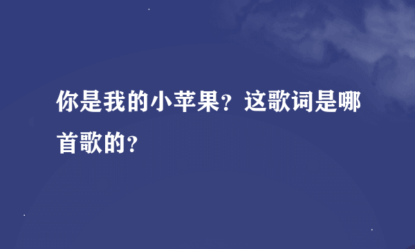 你是我的小苹果？这歌词是哪首歌的？