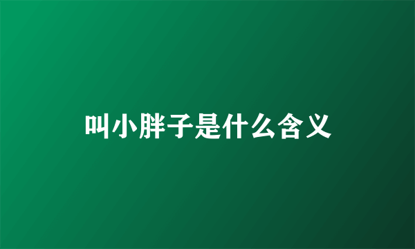 叫小胖子是什么含义