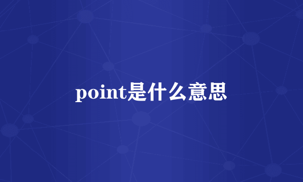 point是什么意思