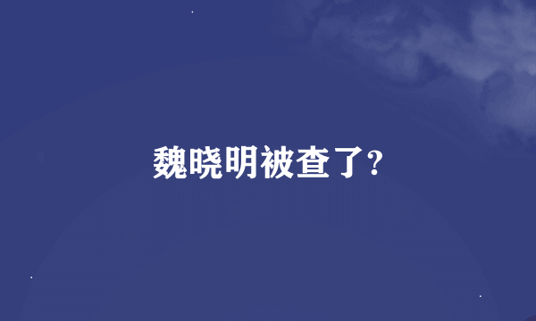 魏晓明被查了?