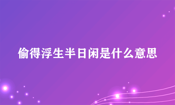 偷得浮生半日闲是什么意思