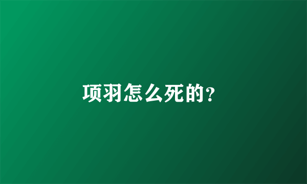 项羽怎么死的？