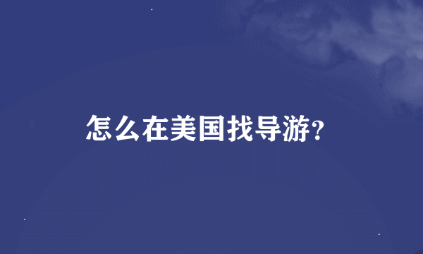 怎么在美国找导游？