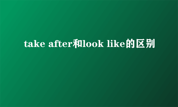 take after和look like的区别