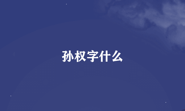 孙权字什么