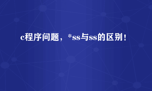 c程序问题，*ss与ss的区别！