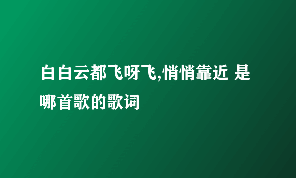 白白云都飞呀飞,悄悄靠近 是哪首歌的歌词