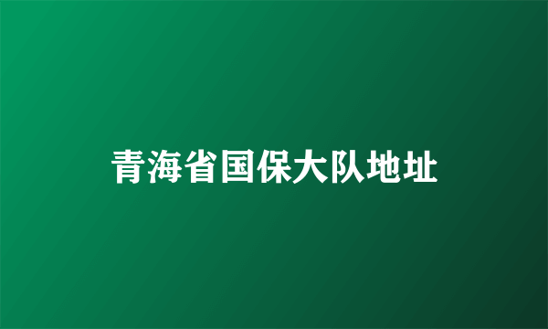 青海省国保大队地址