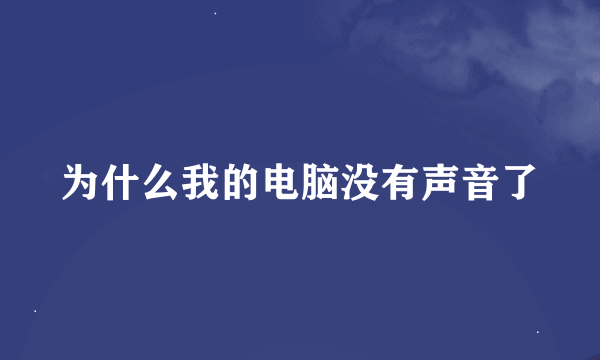 为什么我的电脑没有声音了