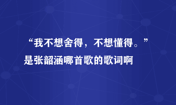 “我不想舍得，不想懂得。”是张韶涵哪首歌的歌词啊