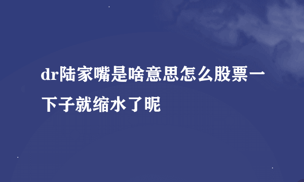 dr陆家嘴是啥意思怎么股票一下子就缩水了昵