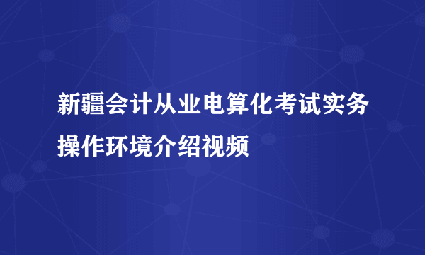 新疆会计从业电算化考试实务操作环境介绍视频