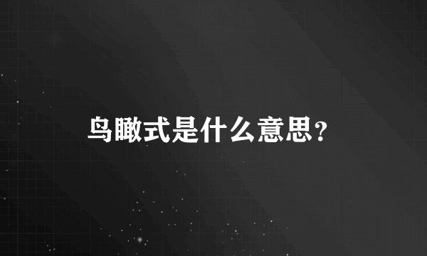 鸟瞰式是什么意思？