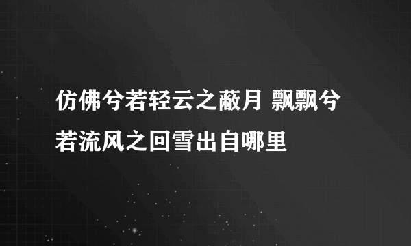 仿佛兮若轻云之蔽月 飘飘兮若流风之回雪出自哪里