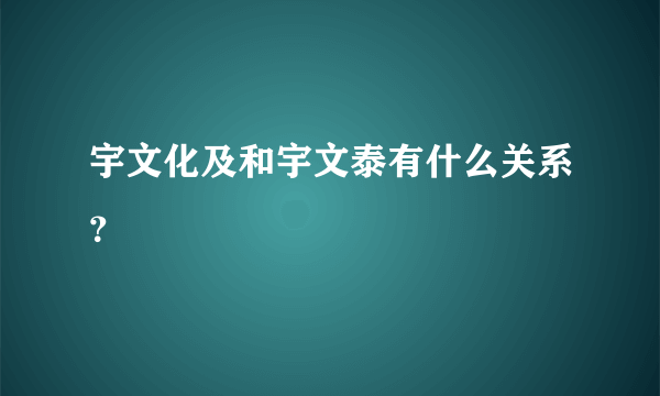 宇文化及和宇文泰有什么关系？