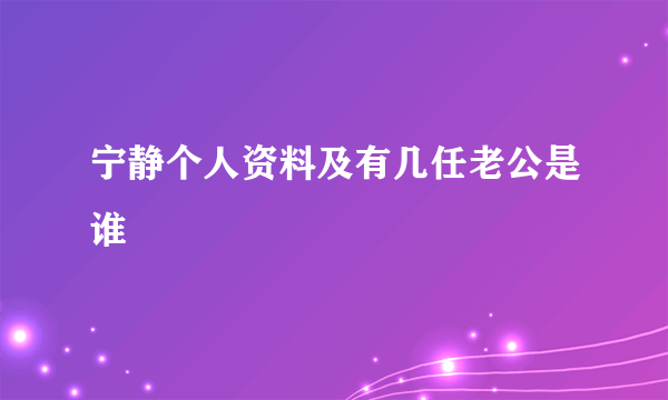 宁静个人资料及有几任老公是谁