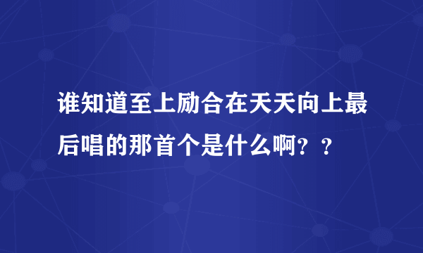 谁知道至上励合在天天向上最后唱的那首个是什么啊？？