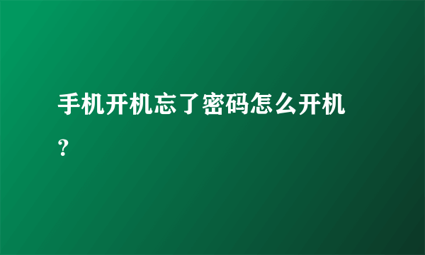 手机开机忘了密码怎么开机❓？