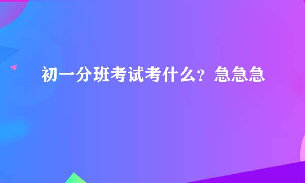 初一分班考试考什么？急急急