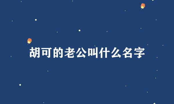 胡可的老公叫什么名字