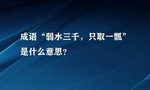 成语“弱水三千，只取一瓢”是什么意思？