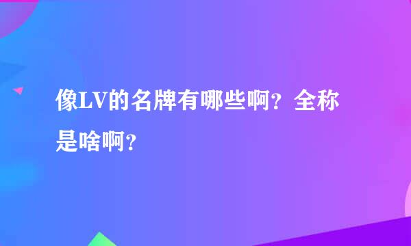 像LV的名牌有哪些啊？全称是啥啊？