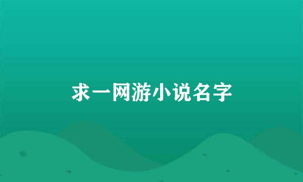 求一网游小说名字