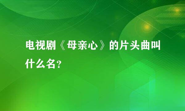 电视剧《母亲心》的片头曲叫什么名？