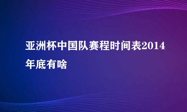 亚洲杯中国队赛程时间表2014年底有啥