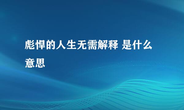 彪悍的人生无需解释 是什么意思