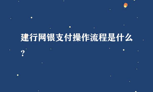 建行网银支付操作流程是什么？