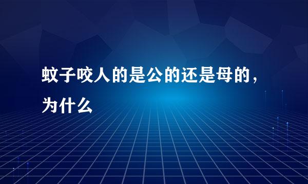 蚊子咬人的是公的还是母的，为什么